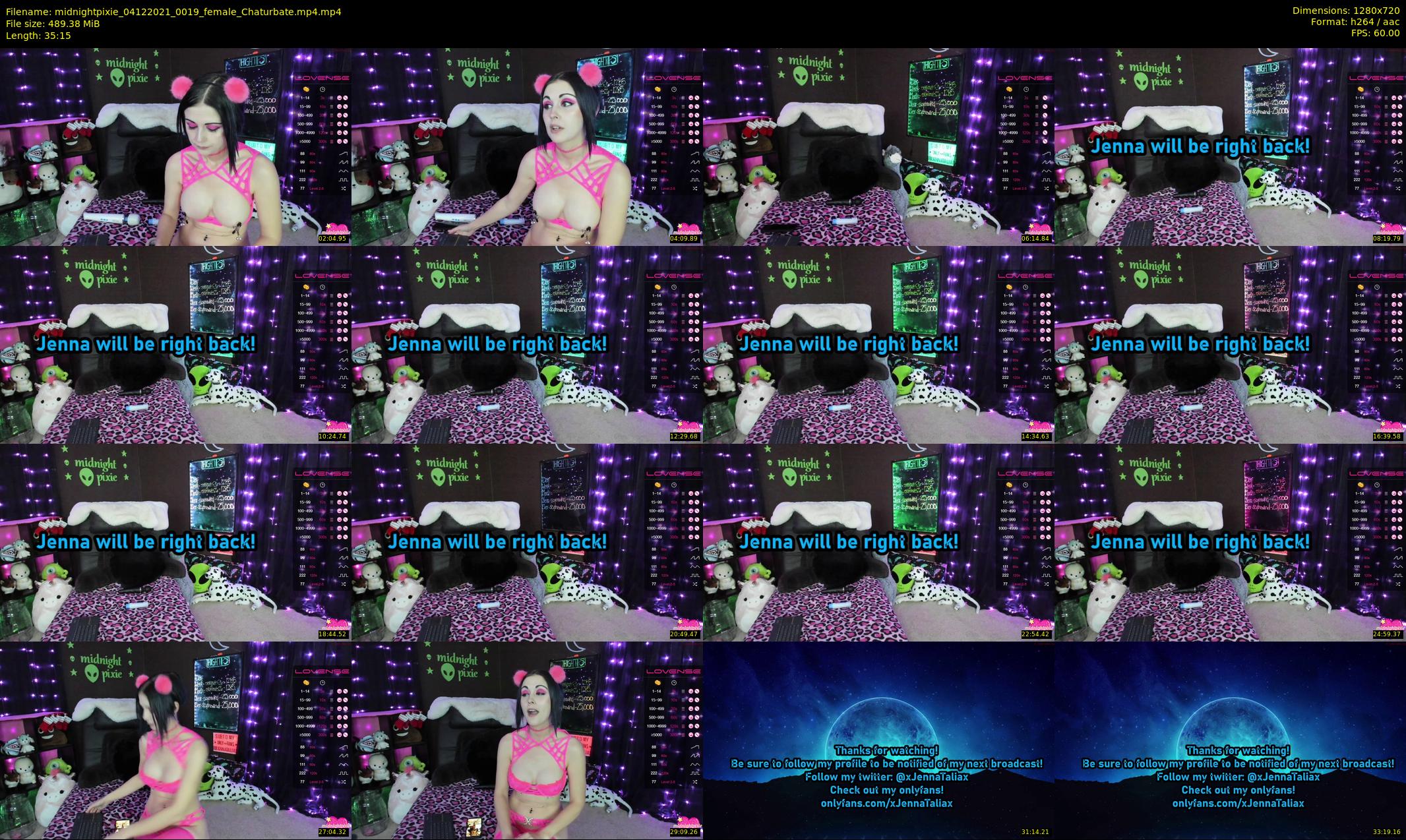 midnightpixie — 36 minute Chaturbate Female strip rec, 720p, Dec 4, 2021