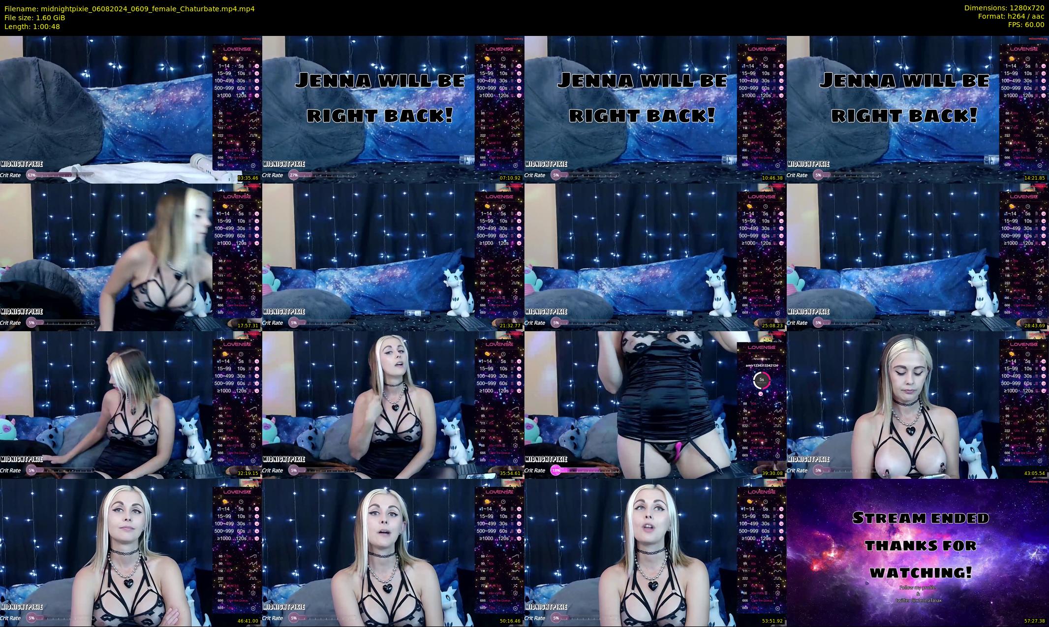 midnightpixie — 61 minute Chaturbate Female strip rec, 720p, Aug 6, 2024