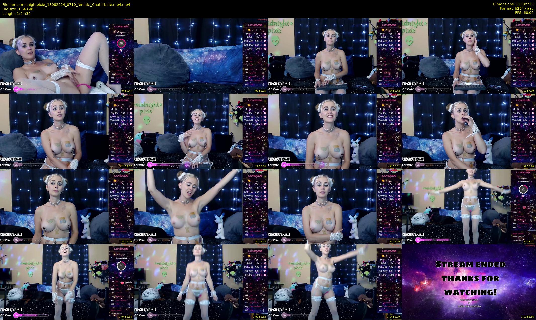 midnightpixie — 85 minute Chaturbate Female strip rec, 720p, Aug 18, 2024