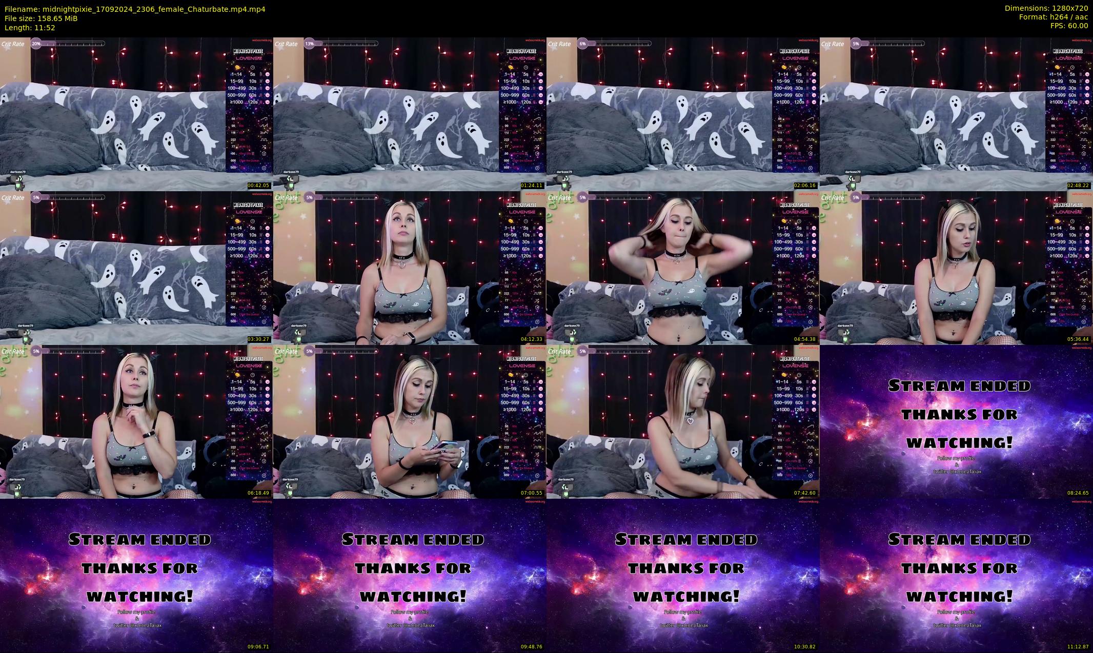 midnightpixie — 12 minute Chaturbate Female strip rec, 720p, Sep 17, 2024