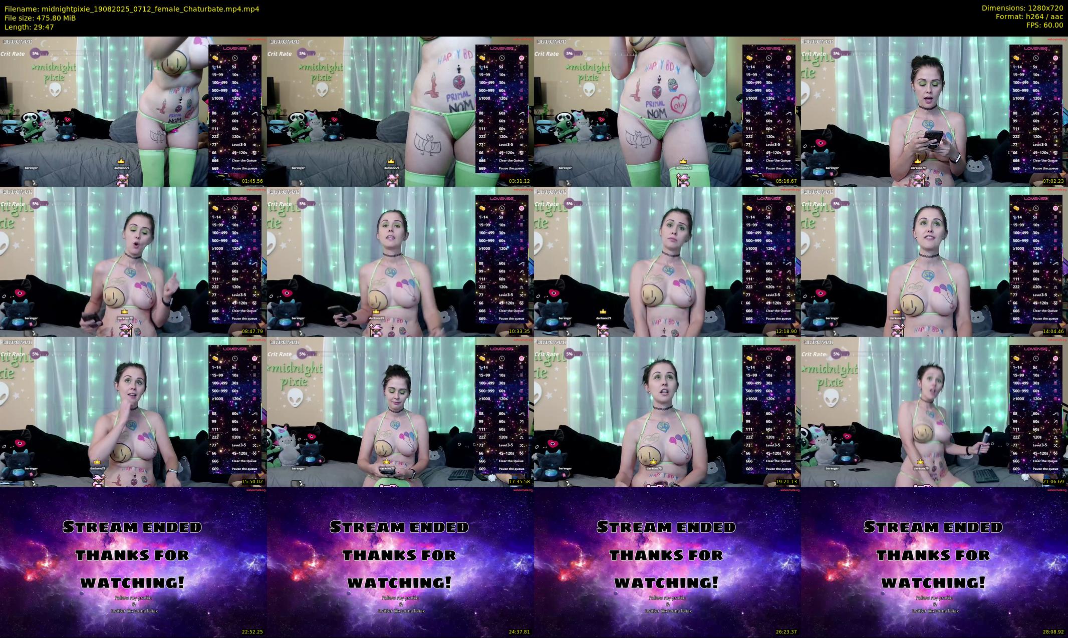 midnightpixie — 30 minute Chaturbate Female strip rec, 720p, Aug 19, 2025