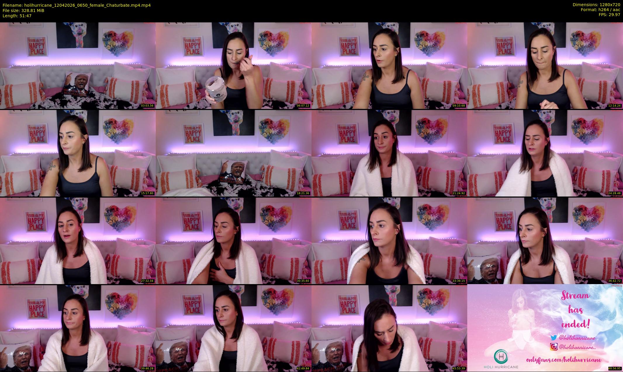 holihurricane — 52 minute Chaturbate Female strip rec, 720p, Apr 12, 2026